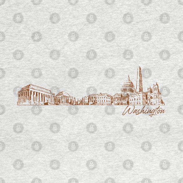 Washington hand drawn skyline by SerenityByAlex